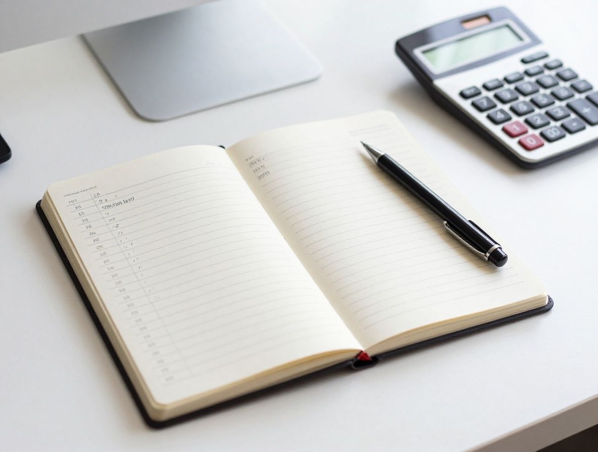 Open notebook with hand-written financial notes beside a pen and a cup of coffee on a dark wooden desk, natural light from a nearby window, no screens visible, calm reflective atmosphere